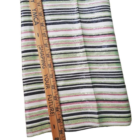 Christian Siriano Runway Multi Striped Pants Metallic High Waisted Cropped sz 10 - Picture 6 of 7